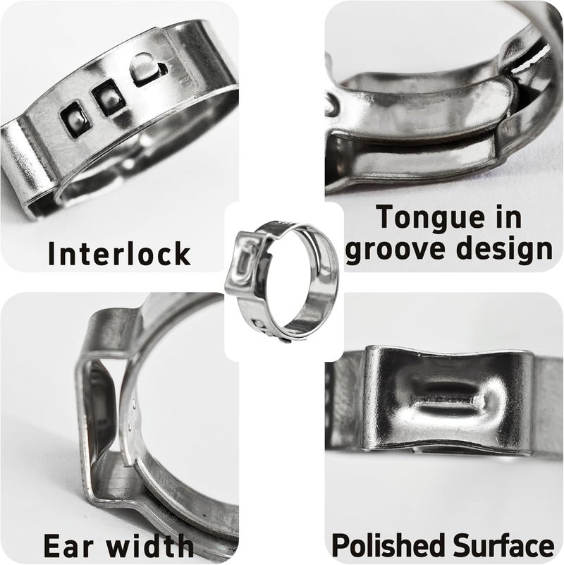 AUXBC 20Pcs 20.3-23.5mm Single Ear Hose Clamps, 304 Stainless Steel Adjustable Cinch Crimp Rings, Perfect for Automotive Plumbing, Home Appliance, Secure Pipe Fitting Connections - Image 4